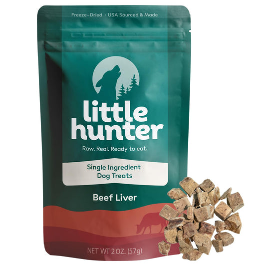 Little Hunter Freeze Dried Dog Treats - Beef Liver - Raw Single Ingredient Beef Liver Dog Treats for Snacks Training Dog Food Toppers - All Natural Healthy Dog & Puppy Treats 2 oz